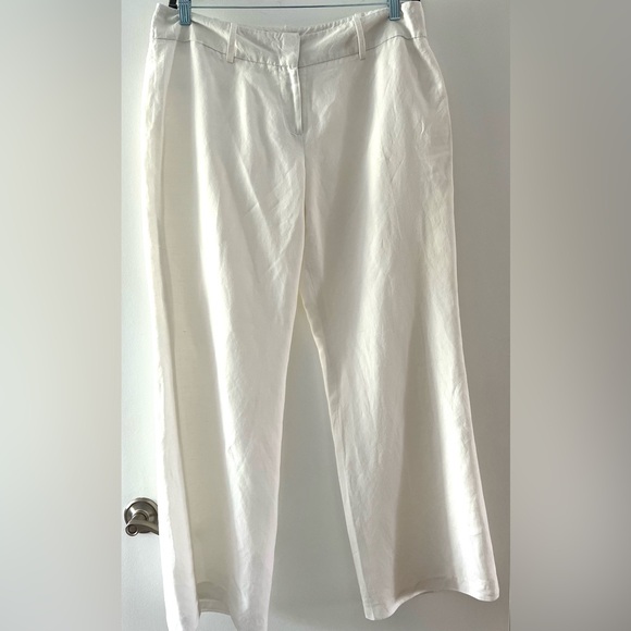 Willi Smith Elegant Linen White Trousers Size 14 - Picture 1 of 12